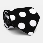 Moderne en schattige grote zwarte witte poka-stipp stropdas (Opgerold)