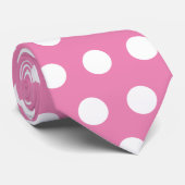 Moderne en schattige roze en witte grote polka-sti stropdas (Opgerold)