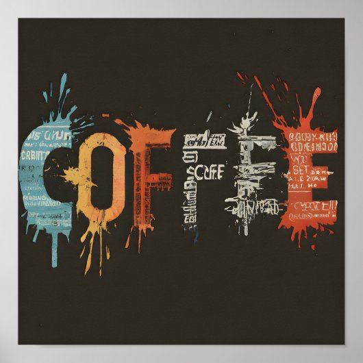 Moderne en stijl abstracte Coffee Art Koffiebar Poster (Voorkant)