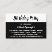 Moderne en stijlvolle 'Birthday Party'-ticket Visitekaartje (Voorkant)