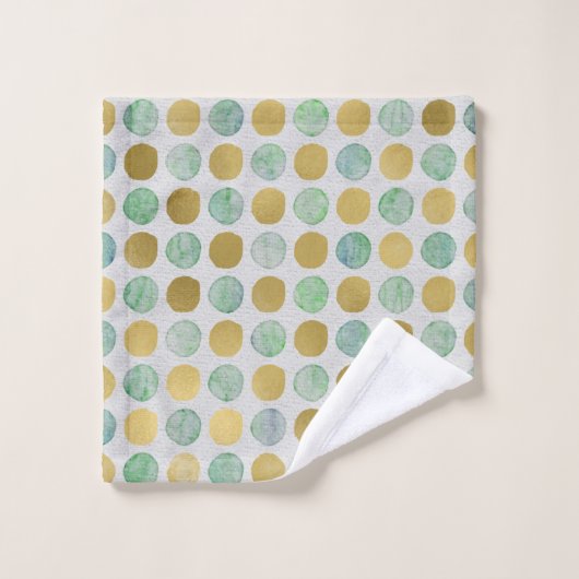 Moderne en stijlvolle Blauwgroen goudbruine Stippe Bad Handdoek (Wasdoekje)