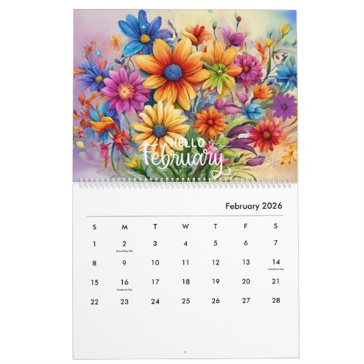 Moderne en Stijlvolle Bloemenkalender 2024 Maandel Kalender (Feb 2026)