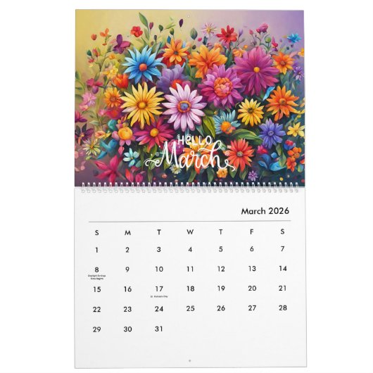 Moderne en Stijlvolle Bloemenkalender 2024 Maandel Kalender (Mar 2026)