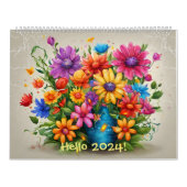 Moderne en Stijlvolle Bloemenkalender 2024 Maandel Kalender (Hoes)