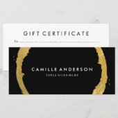 Moderne en stijlvolle Gold- en zwarte-cadeaubon (Voorkant / Achterkant)