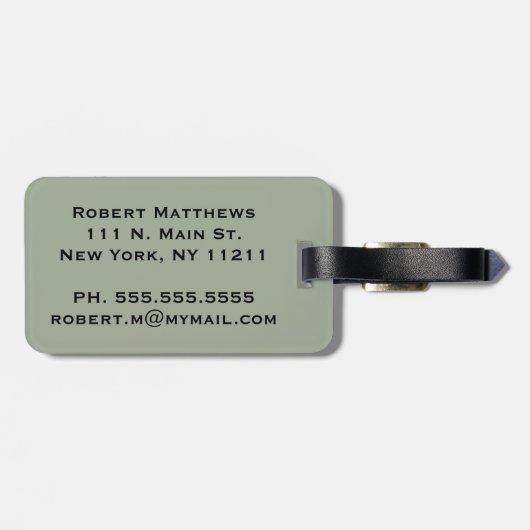 Moderne en stijlvolle, persoonlijke monogram bagagelabel (Achterkant horizontaal)