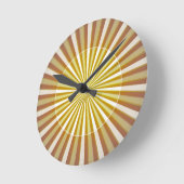Moderne en stijlvolle Sunburst Yellow & Brown Ronde Klok (Hoek)