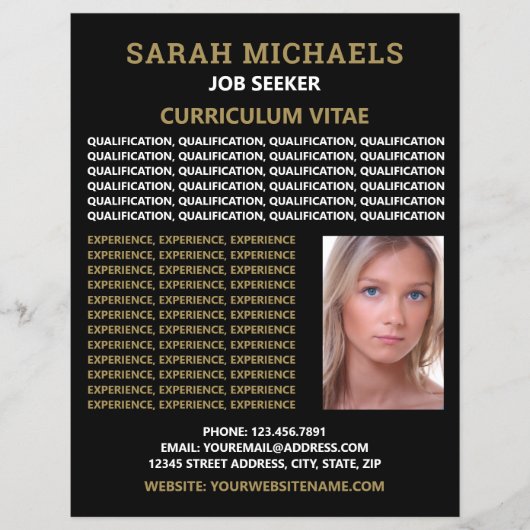 Moderne en stijlvolle taakzoekers curriculum vitae flyer (Voorkant)