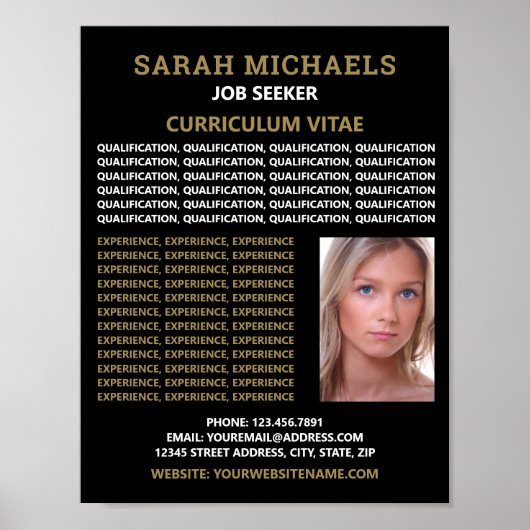 Moderne en stijlvolle taakzoekers curriculum vitae poster (Voorkant)