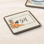 Moderne en stijlvolle vlinderbloemige monogrammen bier onderzetter (Linkerzijde)