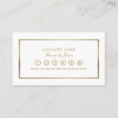 Moderne en stijlvolle, witte en goudkleurige, klantenkaartje (Voorkant)