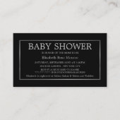 Moderne en stijlvolle, zwarte en zilver Baby showe Visitekaartje (Voorkant)