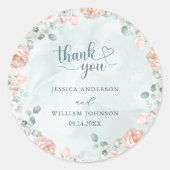 Moderne en Trendy Blauwe Roos Bruiloft Ronde Sticker (Voorkant)