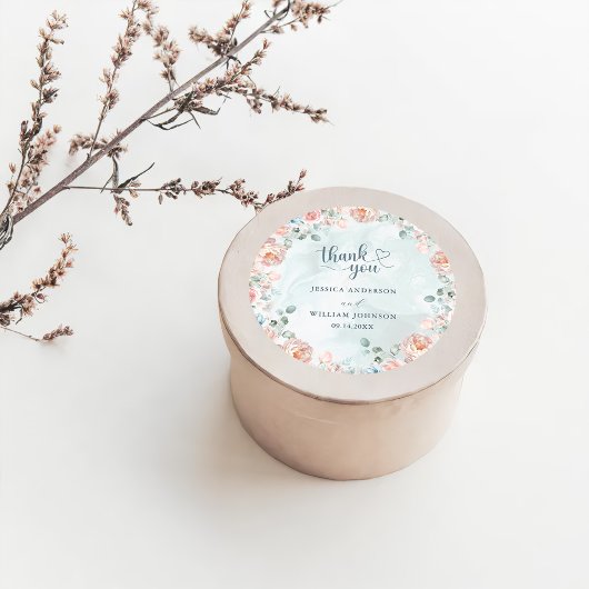 Moderne en Trendy Blauwe Roos Bruiloft Ronde Sticker