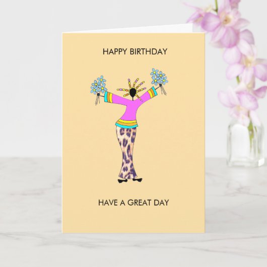 Moderne en trendy Happy Birthday Kaart (Orchidee)