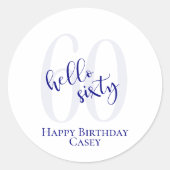 Moderne en Trendy Navy Blue 60e Verjaardag Sticker (Voorkant)