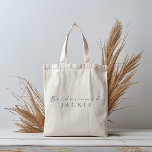 Moderne en vetgedrukte bridesmaïde naam tote bag<br><div class="desc">Elegant gepersonaliseerde bruidsmeisje naam canvas tas. Ja, je mag je bruidsmeisjes Canvas tas noemen! Deze canvas tas heeft een mooie en elegante gepersonaliseerde boodschap met de naam van uw gekozen bruidsmeisje in een modern minimalistisch script. Show hoeveel je hun harde werk en moeite om deze bruiloft samen te stellen waardeert....</div>