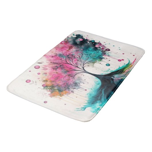 Moderne en vette mystieke boom (blauw, roze, oranj badmat (Gekanteld)