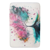 Moderne en vette mystieke boom (blauw, roze, oranj badmat (Voorkant Verticaal)