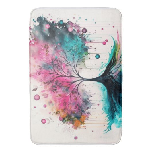 Moderne en vette mystieke boom (blauw, roze, oranj badmat