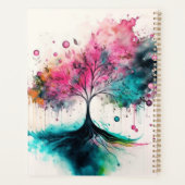 Moderne en vette mystieke boom (blauw, roze, oranj planner (Achterkant)