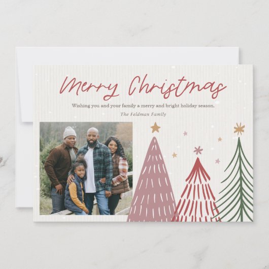 Moderne en Vrolijke Kerstboom Fotokaarten Feestdagenkaart (Voorkant)