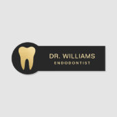 Moderne Endodontist Zwart en Goud Naamplaatje (Voorkant)