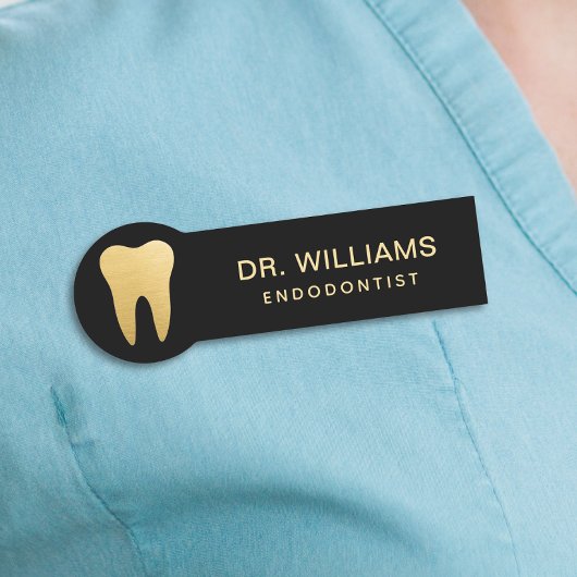 Moderne Endodontist Zwart en Goud Naamplaatje