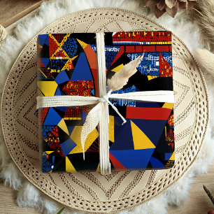 Moderne Energetische Geometrische Afro-Amerikaanse Cadeaupapier
