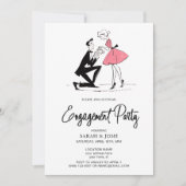 Moderne Engagement Party Typografie Roze Hand gete Kaart (Voorkant)