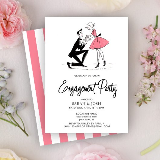 Moderne Engagement Party Typografie Roze Hand gete Kaart