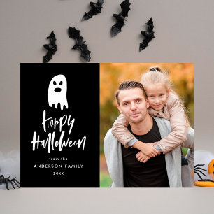 Moderne enge spook Happy Halloween fotokaart Feestdagenkaart