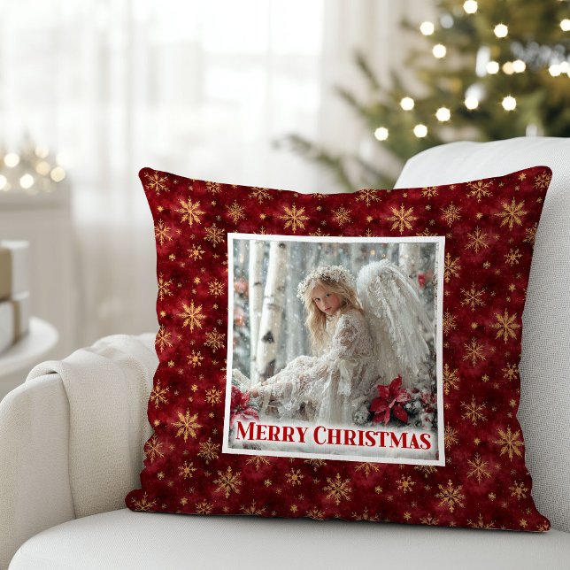 Moderne engel rood goud gepersonaliseerd beste ker kussen (Modern Angel Red Gold Personalized Best Christmas Pillow

)