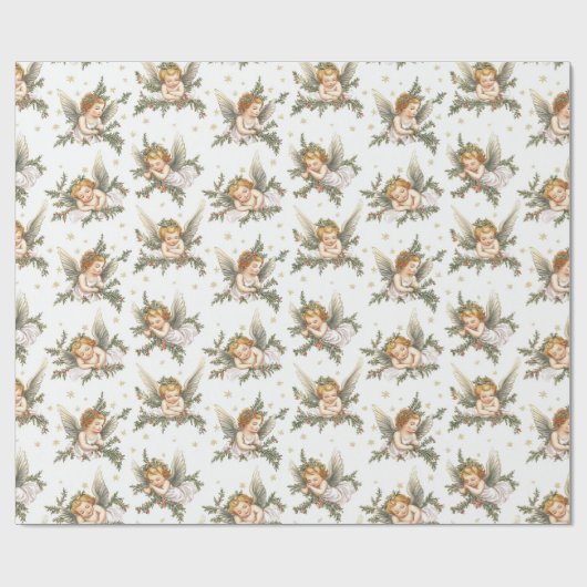 Moderne engelen patroon cadeaupapier (Vlak)