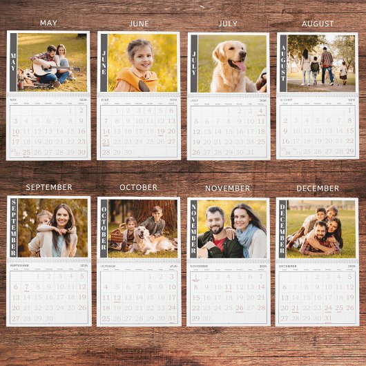 Moderne Enige Foto per Maand en Collage op Hoesje Kalender