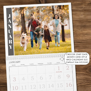 Moderne Enkele Foto Per Maand en Collage op Omslag Kalender