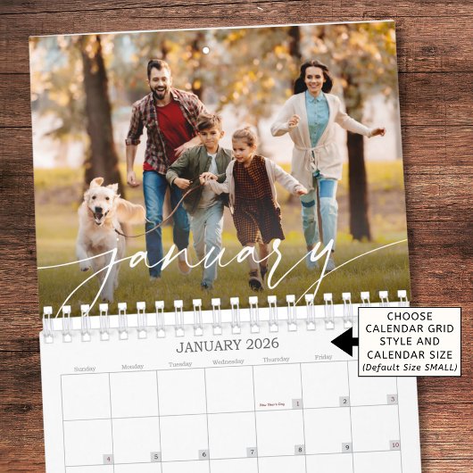 Moderne enkele foto script aangepast kalender