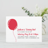 Moderne Enkelvoudige Rode Ballon Birthday Party Kaart (Staand voorkant)