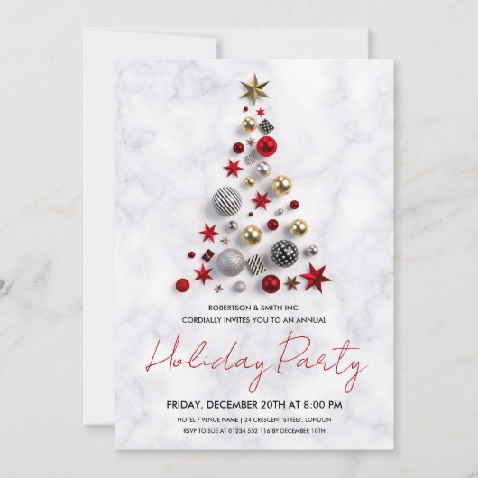 Moderne Enterprise Xmas Tree Holiday Party Marble Kaart (Voorkant)