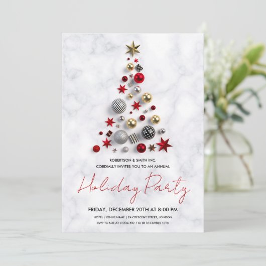 Moderne Enterprise Xmas Tree Holiday Party Marble Kaart (Staand voorkant)