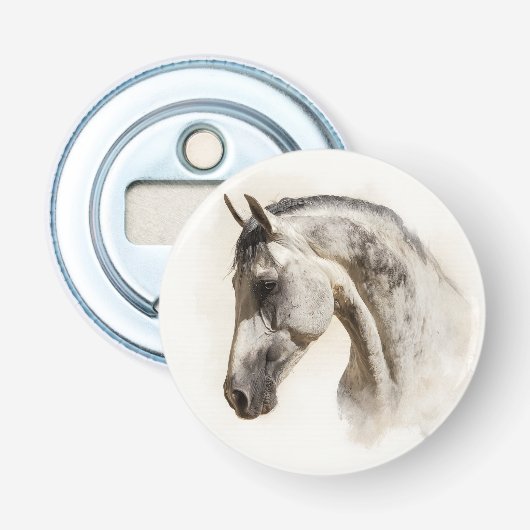 Moderne Equestrian Elegante Lusitano Paard Button Flesopener (Voorkant)