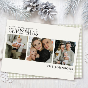 Moderne Erfstuk Salie Groen Gingham Kerstmis Feestdagenkaart