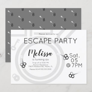Moderne Escape Room Verjaardagsfeestje Grijze Uitn Kaart
