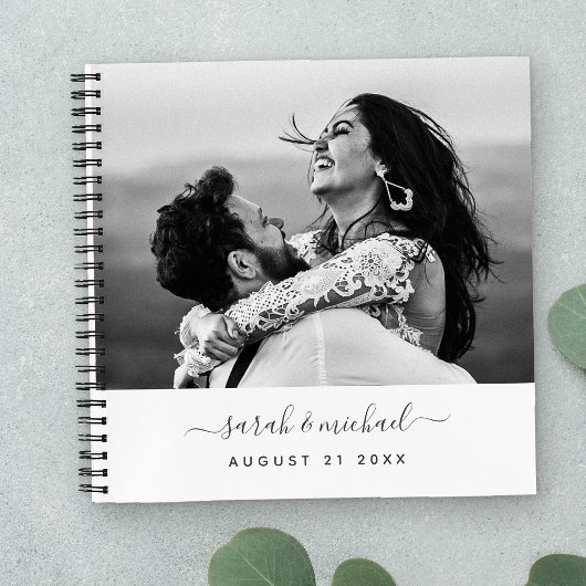 Moderne eslegant Calligrafie 2 Foto Wedding Guest Notitieboek