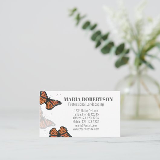 Moderne eslegant chic Butterflies sociale media Visitekaartje (Staand voorkant)