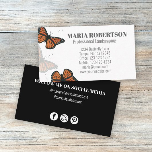 Moderne eslegant chic Butterflies sociale media Visitekaartje