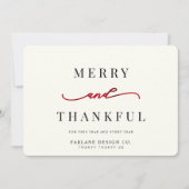 Moderne eslegant Typografie Thankful Business Logo Feestdagenkaart (Voorkant)