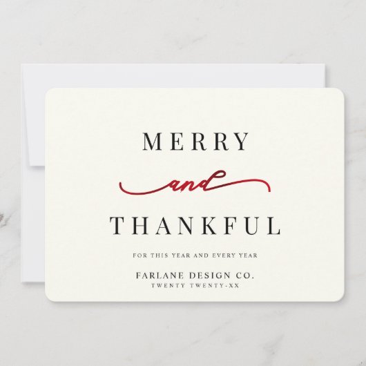 Moderne eslegant Typografie Thankful Business Logo Feestdagenkaart (Voorkant)