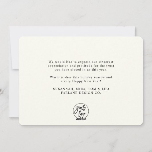 Moderne eslegant Typografie Thankful Business Logo Feestdagenkaart (Achterkant)