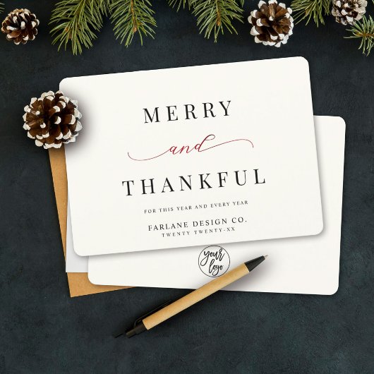 Moderne eslegant Typografie Thankful Business Logo Feestdagenkaart